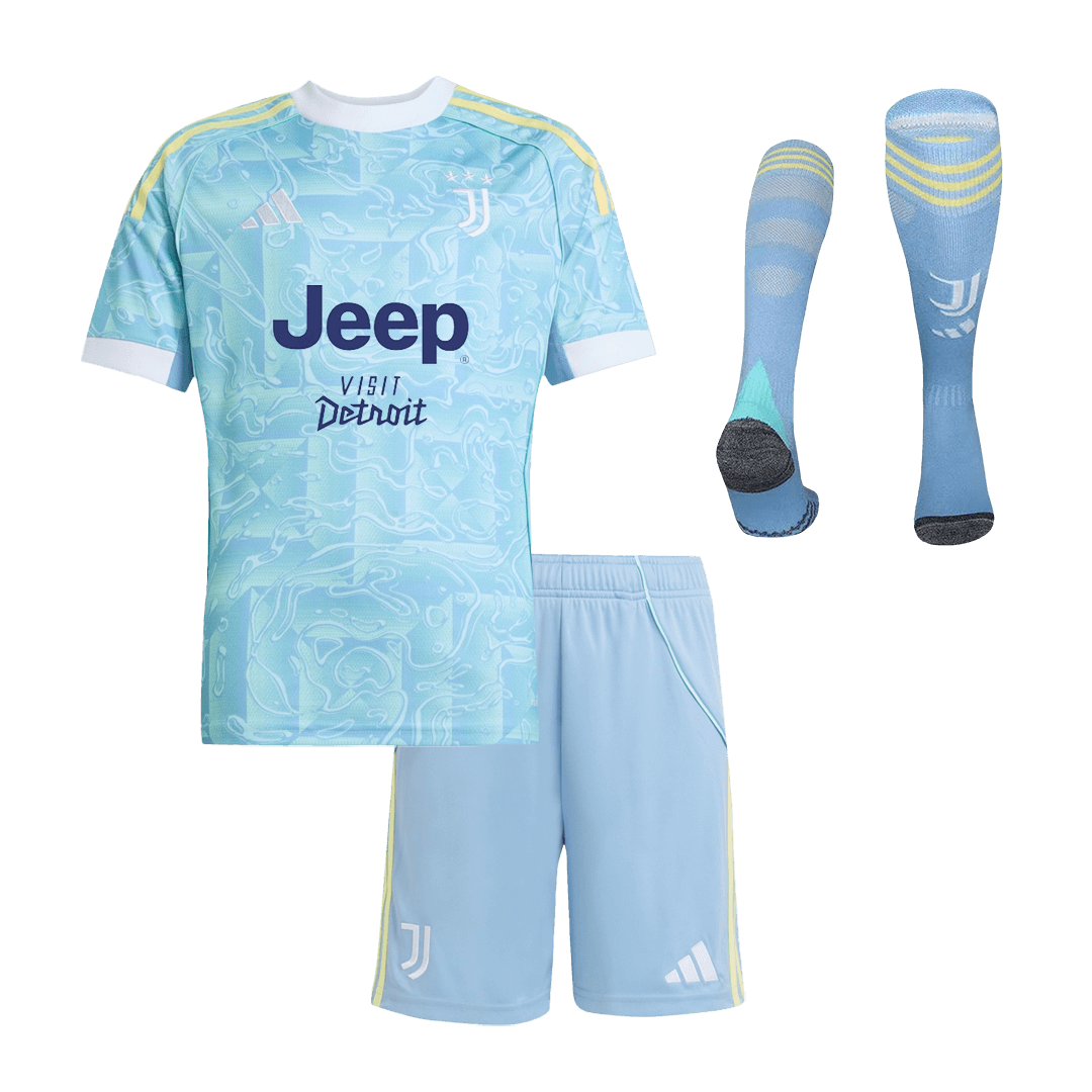 Kid's Juventus 2025/26 Away Soccer Jersey Full Kit
