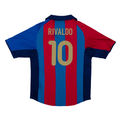 Retro RIVALDO #10 Men's Barcelona 2001/02 Home Soccer Jersey