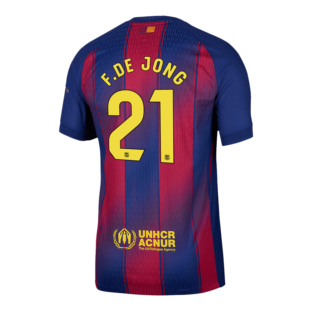 F.DE JONG #21 Men's Barcelona 2025/26 Player Version Home Soccer Jersey - Slim Fit