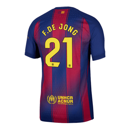 F.DE JONG #21 Men's Barcelona 2025/26 Player Version Home Soccer Jersey - Slim Fit
