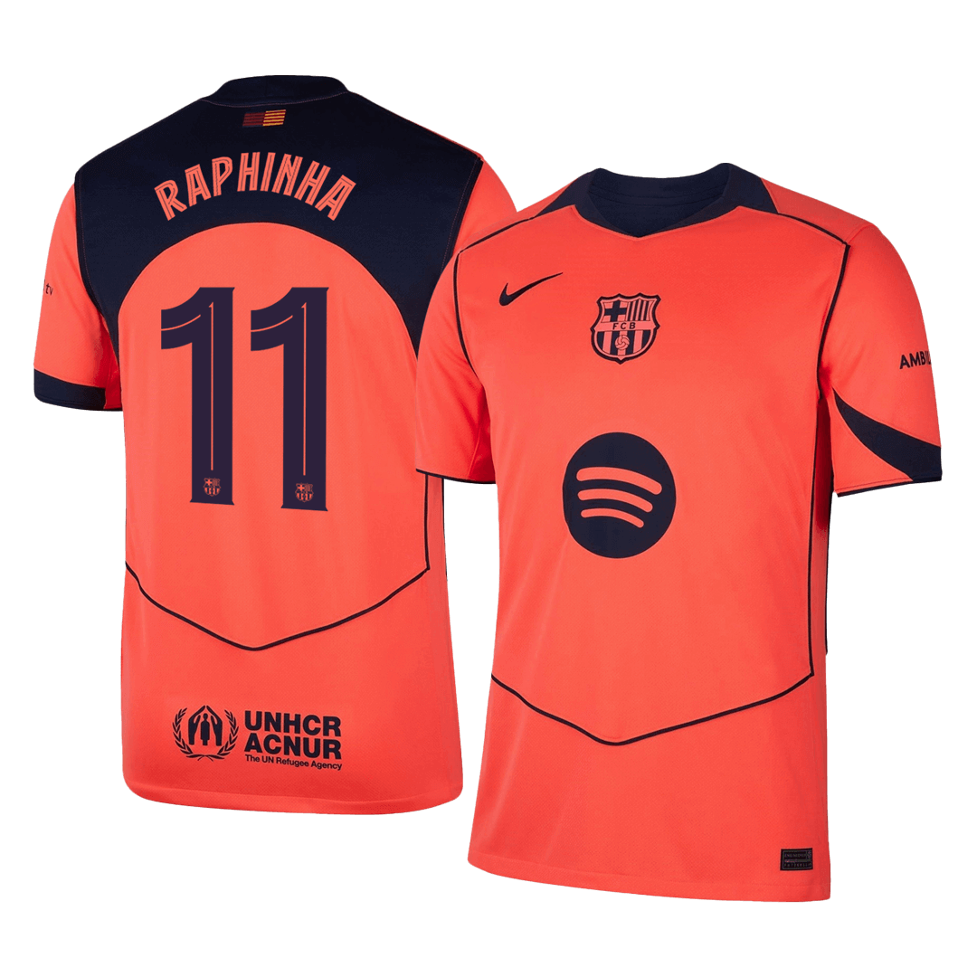 RAPHINHA #11 Men's Barcelona UCL 2025/26 Third Away Soccer Jersey