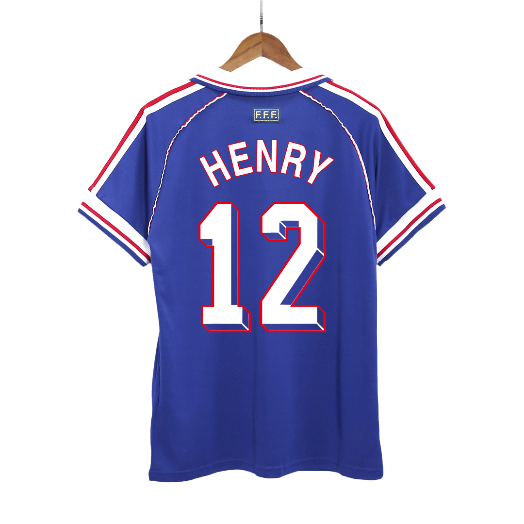 Retro HENRY #12 Men's France World Cup 1998 Home Soccer Jersey