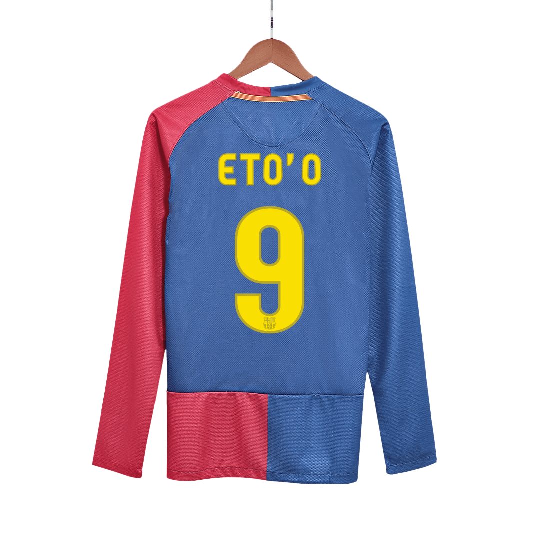 Retro ETO'O #9 Men's Barcelona UCL UCL Final 2008/09 Home Long Sleeve Soccer Jersey