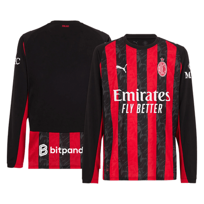 Men's AC Milan 2025/26 Home Long Sleeve Soccer Jersey