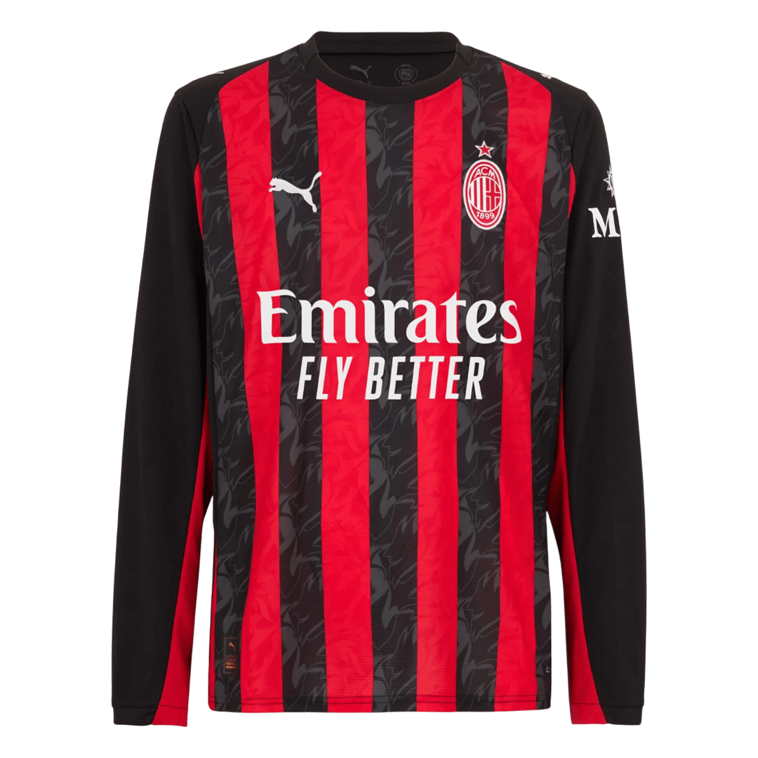 Men's AC Milan 2025/26 Home Long Sleeve Soccer Jersey