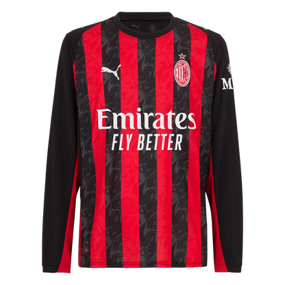 Men's AC Milan 2025/26 Home Long Sleeve Soccer Jersey
