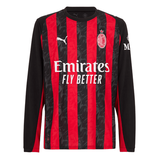 Men's AC Milan 2025/26 Home Long Sleeve Soccer Jersey